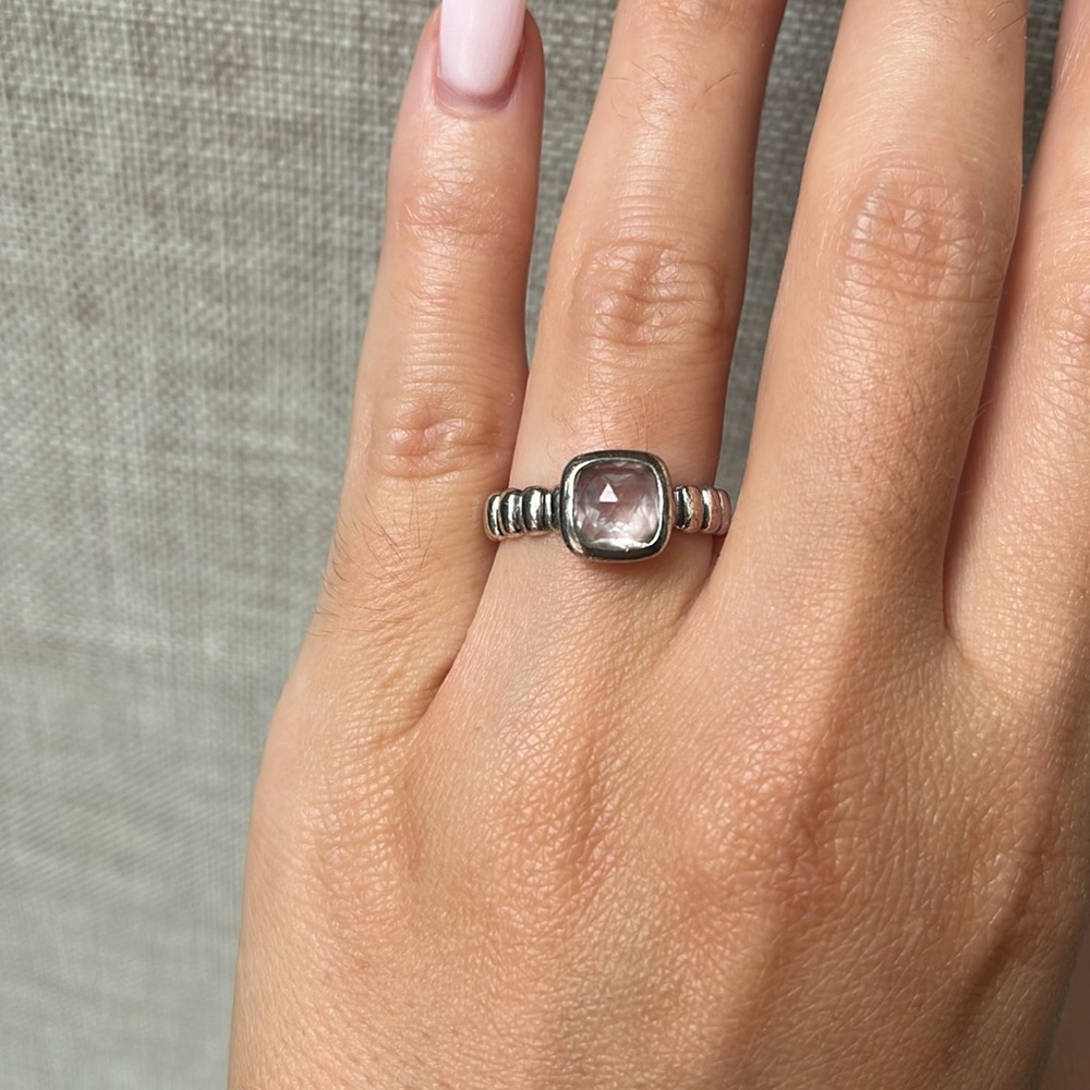 John Hardy silver and pink gemstone ring, 5.5
